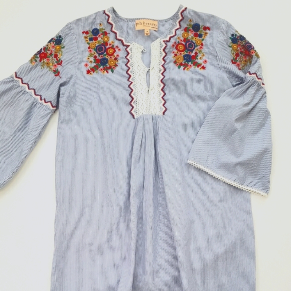 Philosophy Embroidered Dress With Bell Sleeves - Picture 2 of 12
